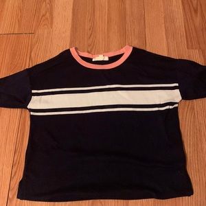 Navy blue t-shirt with white stripe and pink color from pink republic